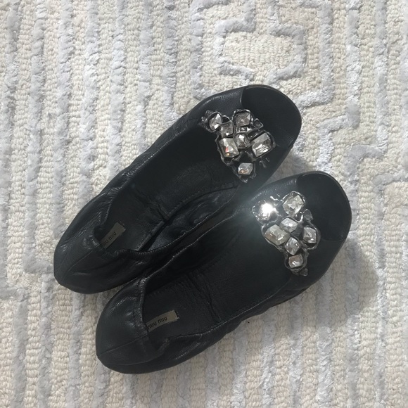 Miu Miu Ballerina Flats with Rhinestones - Picture 3 of 7